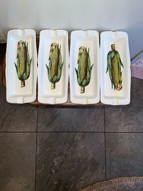 Vintage Original JSC Design ceramic corn plates set of four